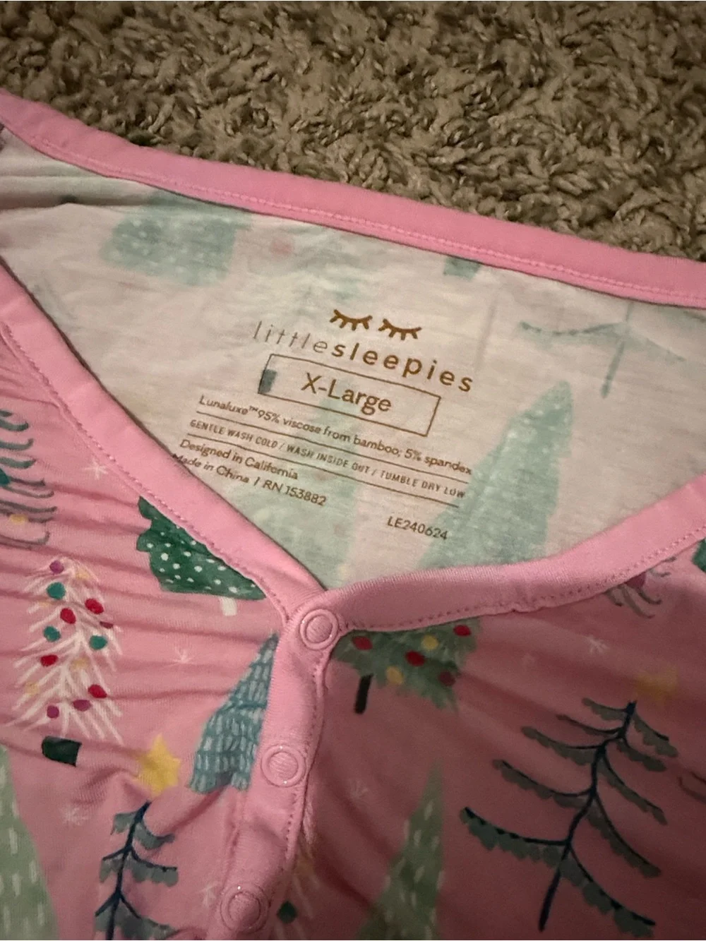 Little Sleepies Pink Pajama Set Twinkling Trees